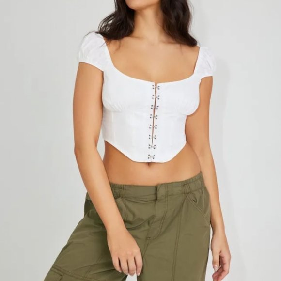 NWOT Garage White Hook & Eye Bustier Top (Small) - Picture 3 of 8